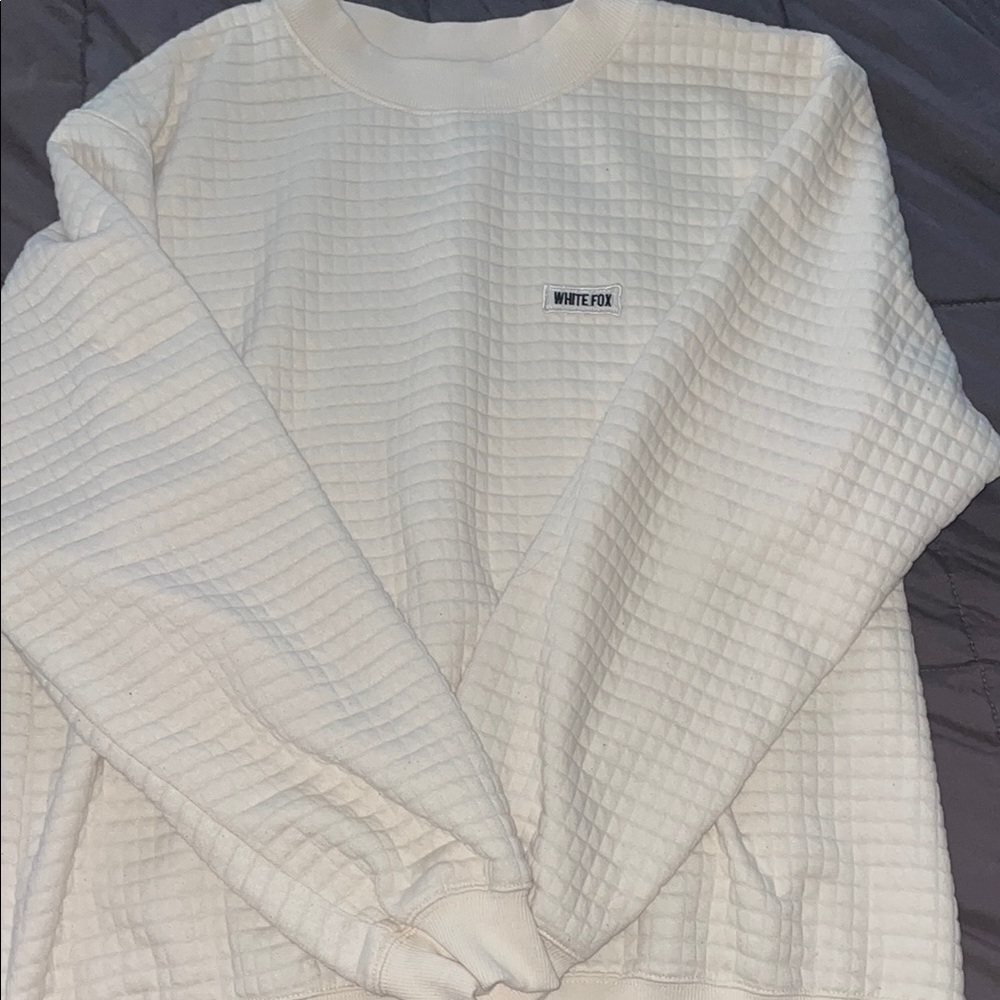 White Fox Boutique Cream Crewneck Jacket